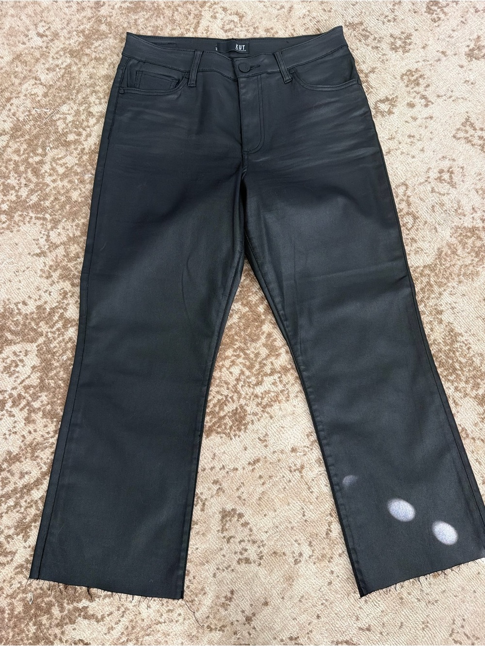 Kut from the Kloth Black Faux Leather Cropped Jeans